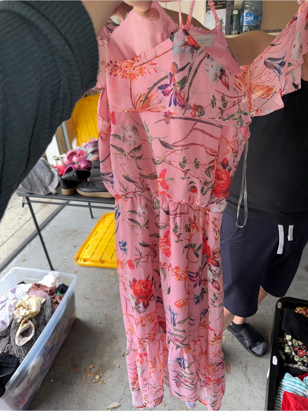 Floral Pink Cold-Shoulder Maxi Dress